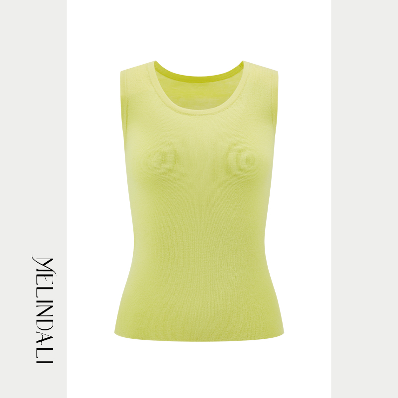 MELINDA LI【2股48支绵羊毛背心】百搭纯色圆领修身显瘦无袖背心
