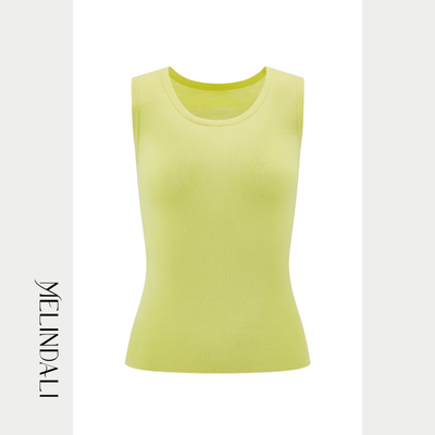 MELINDA LI【2股48支绵羊毛背心】百搭纯色圆领修身显瘦无袖背心