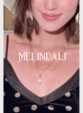 MELINDA LI复古宫廷闪耀金调铜镀18k金珠饰扇形流苏项链