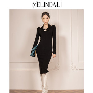 MelindaLi秋冬款针织连衣裙中长款裙子