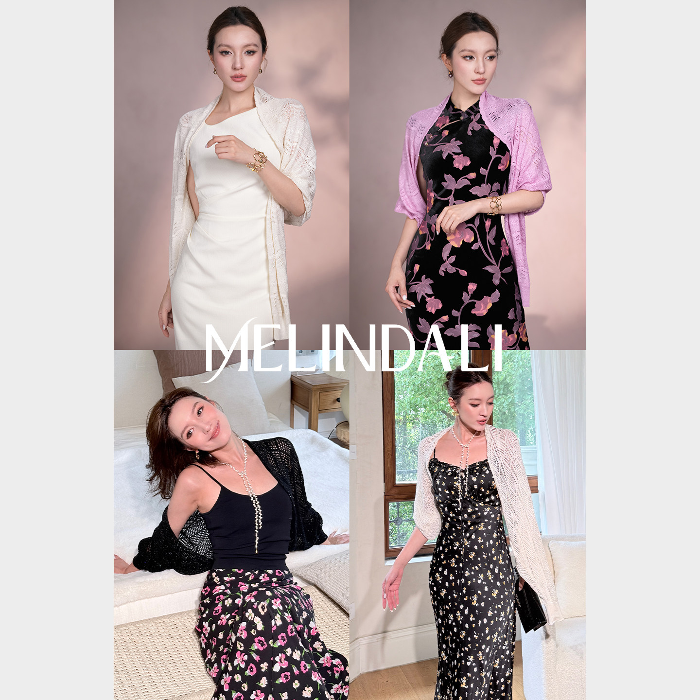 MELINDA LI【收放自如】气质法式优雅桑蚕丝山羊绒镂空针织开衫