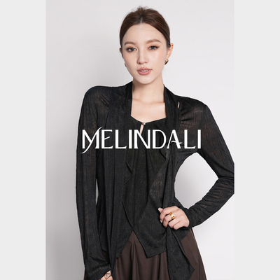 MELINDA LI【随性美神】法式优雅飘带荷叶边醋酸收腰显瘦针织上衣