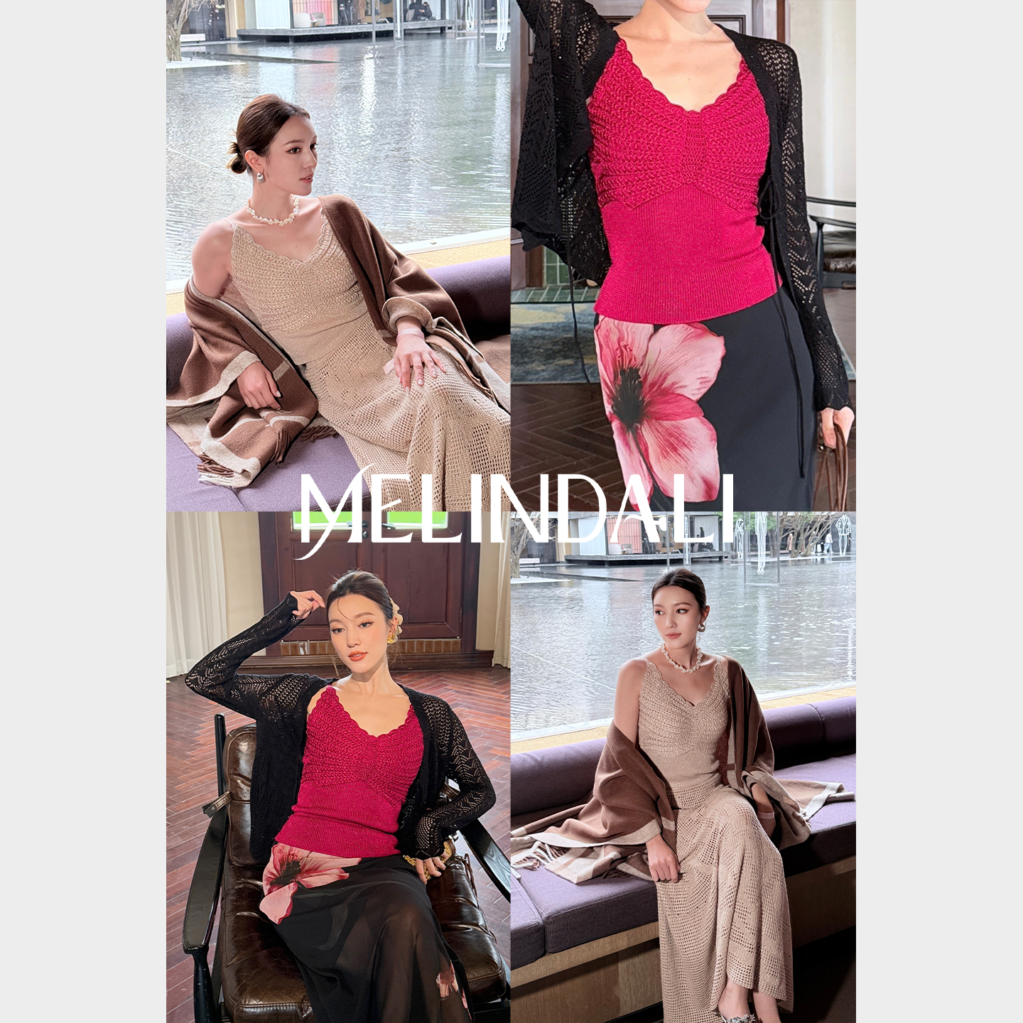 MELINDA LI【金凤蝶】梦颖私服法式轻奢重工手钩蝴蝶针织吊带背心