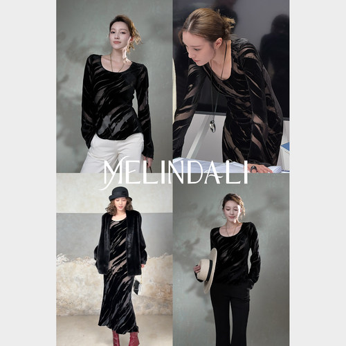 MELINDA LI【人间绝色】梦颖私服重磅法式桑蚕丝丝绒烂花连衣裙