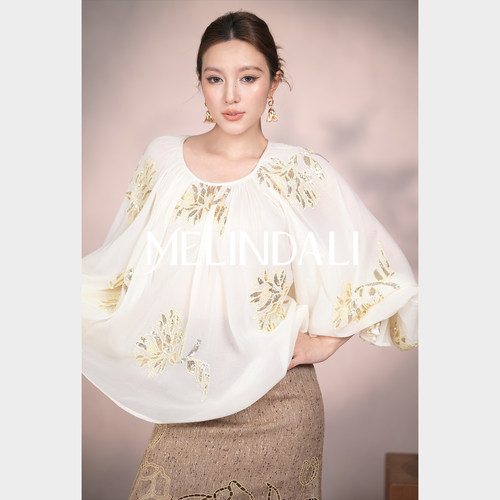 MELINDA LI【太妃糖】梦颖私服千金贵气感定位郁金香绣花直筒半裙