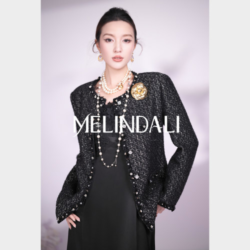 MELINDA LI【银河满钻】黑标意大利Ubertino黑银雏菊小香外套