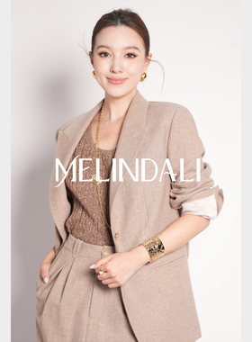 MELINDA LI【暖系流光】私服通勤金葱绵羊毛系腰带西装高腰半裙套