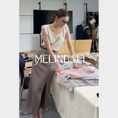 MELINDA 半裙秋 优雅职场精静奢风精纺羊毛直筒西裤 高阶老钱