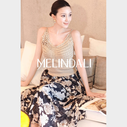 MELINDA LI【金凤蝶】梦颖私服法式轻奢重工手钩蝴蝶针织吊带背心