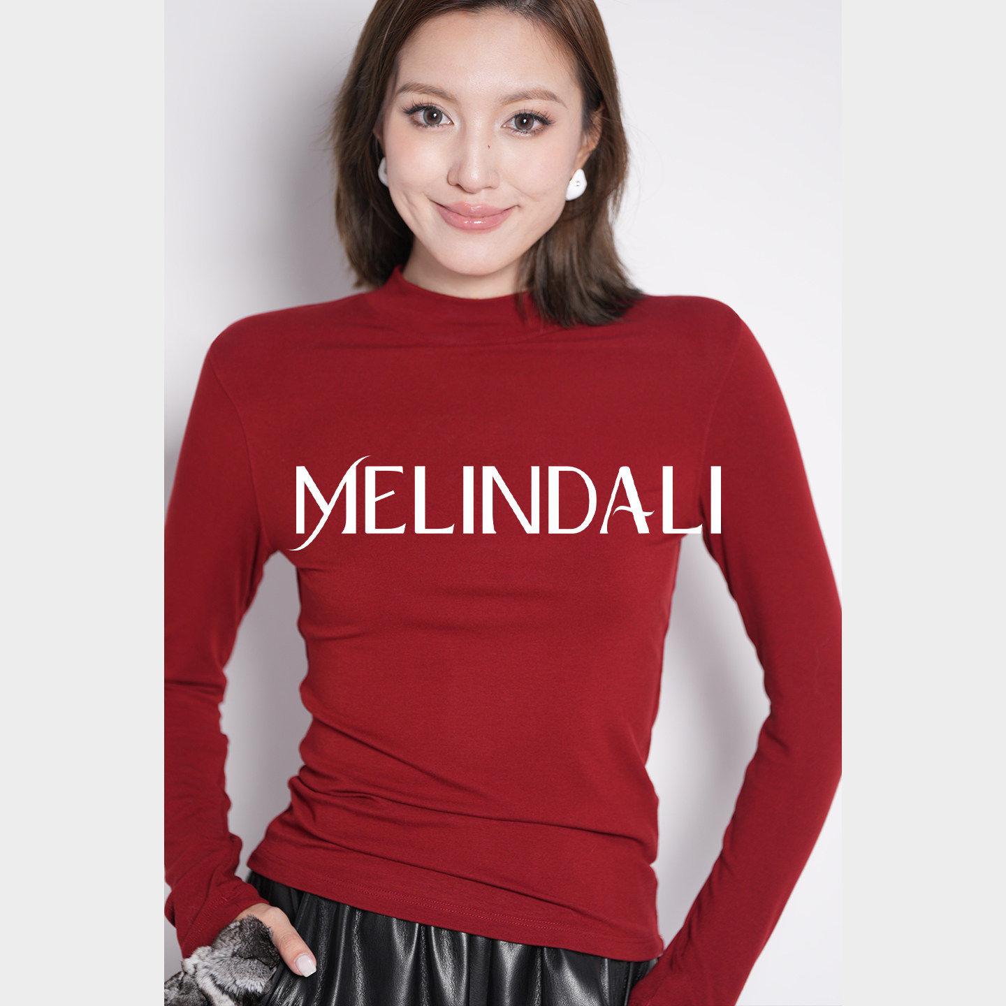 MELINDA LI【小暖炉】百搭德绒针织坑条加绒高领半高领打底衫上衣