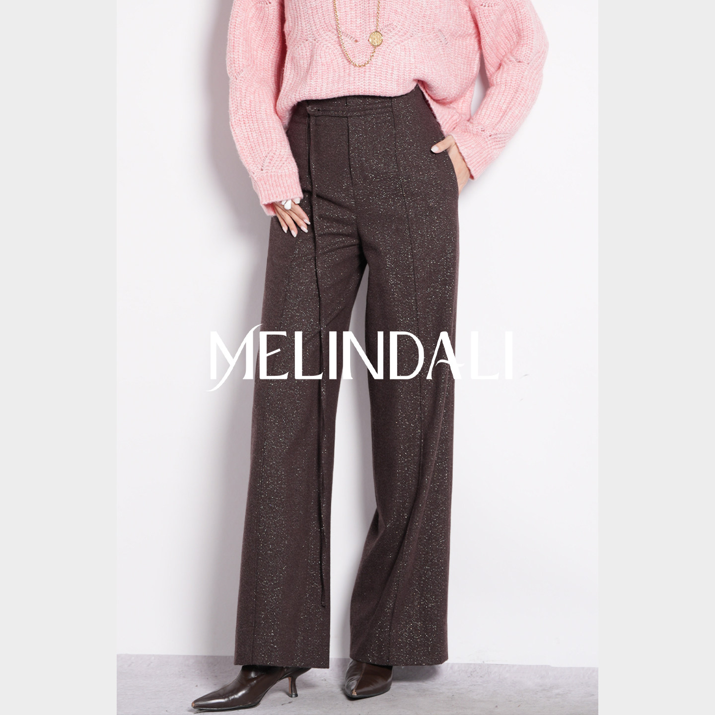 MELINDA LI【璀璨乌木】法式绵羊毛银葱混纺夹花呢盘扣直筒阔腿裤,女装/女士精品,休闲裤,淘宝优惠券,粉丝福利购,淘宝优惠卷