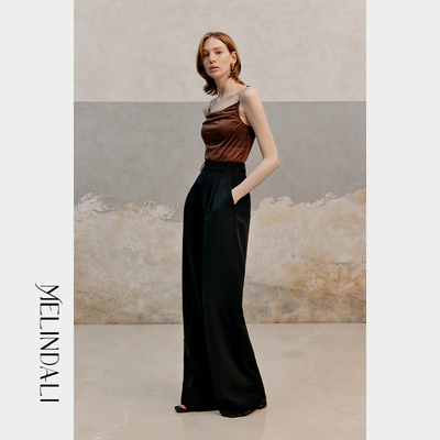 MelindaLi 【强推BAI搭神裤】夏季薄款阔腿裤醋酸垂感通勤直筒裤