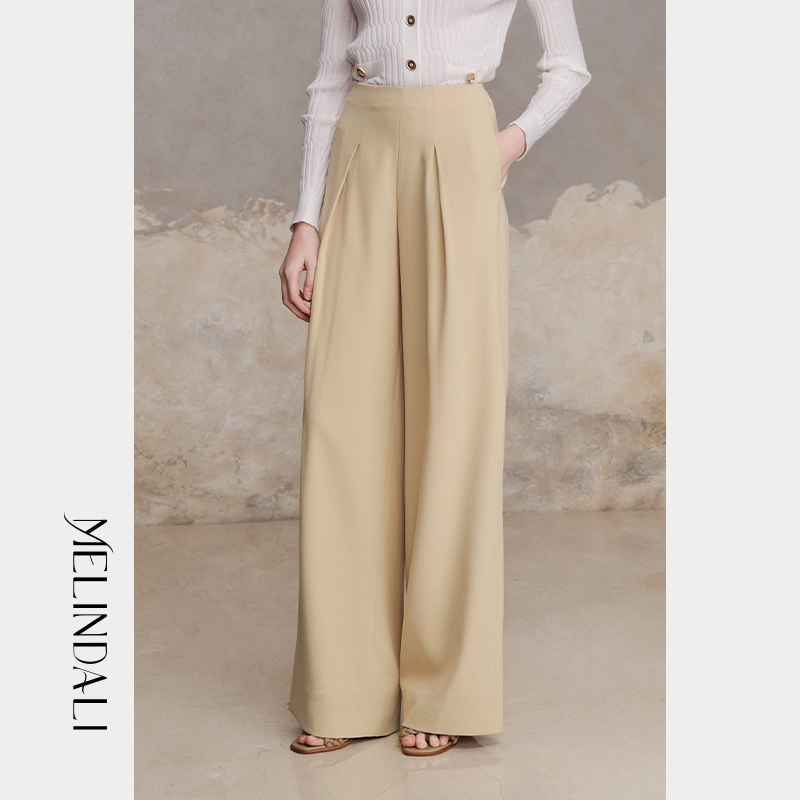 MelindaLi【罗勒清晨】秋季新款西装裤老钱风裤子显瘦直筒裤女