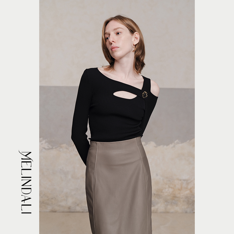 MelindaLi【音符】定制胸针 秋季新品针织衫毛衣镂空设计感打底衫