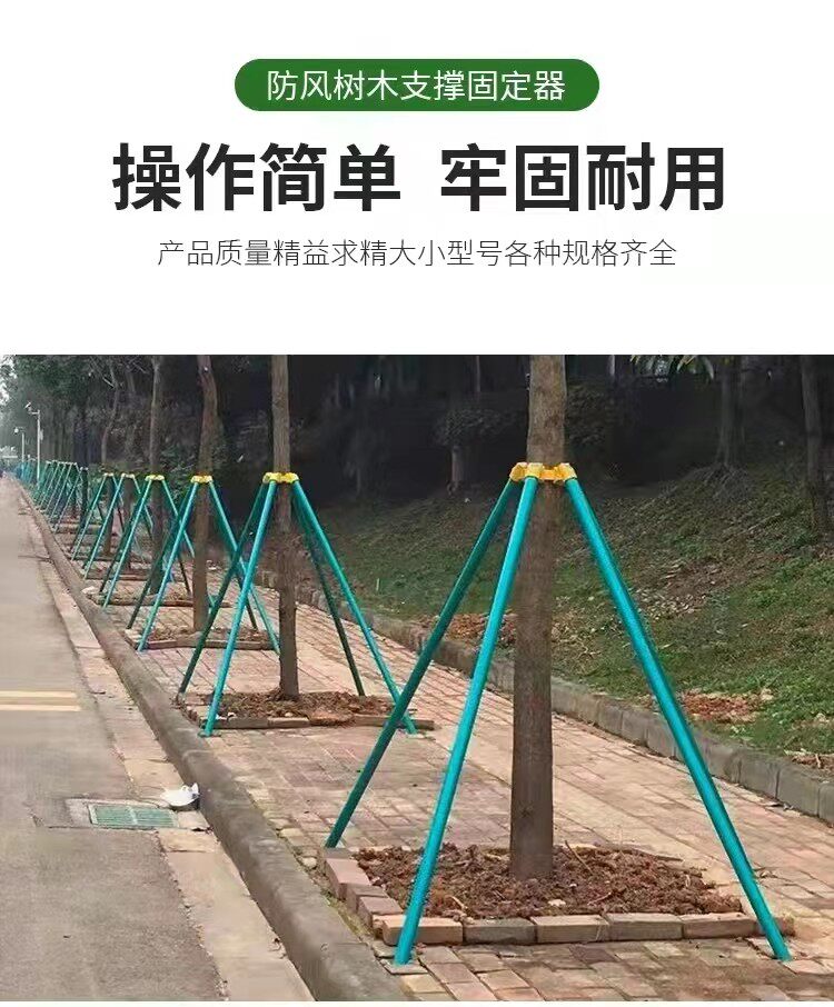 撑树支架园林热镀锌四角道路木支架绿色套杯捆绑镀锌钢管支撑杆