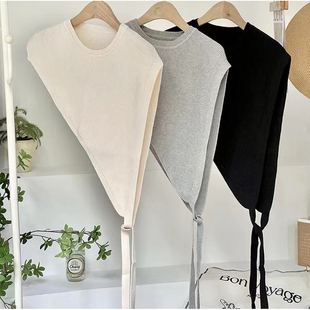 2025春夏新款 设计感三角马甲女叠穿搭配黑 披肩针织外搭小坎肩韩版