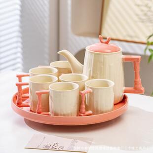望秦陶瓷奶油风陶瓷水具奶呼呼乔迁送礼小众高级创意陶瓷杯壶套装