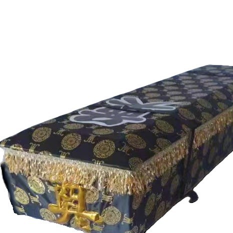 可降解环保黑金布裹尸棺材