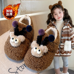 儿童棉鞋2025冬季新款女童毛毛鞋外穿卡通羊羔毛女宝宝豆豆鞋保暖
