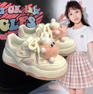 厚底板鞋女2025新款春夏女童增高小白鞋中大童学生防滑运动鞋百搭