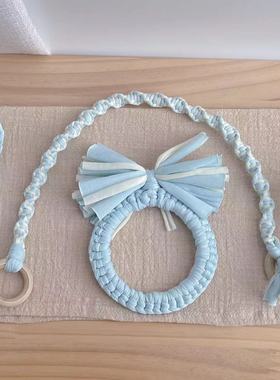 【云朵浅蓝色】小鸟圈圈秋千鹦鹉吊环鸟窝｜原创手工编织小鸟秋千