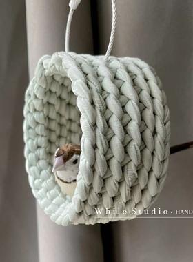 春日【绿百合】小鸟圈圈秋千鹦鹉吊环鸟窝｜原创手工编织小鸟秋千