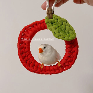 饰 原创设计手工制小鸟秋千吊环｜小型鸟鹦鹉秋千装 苹果秋千
