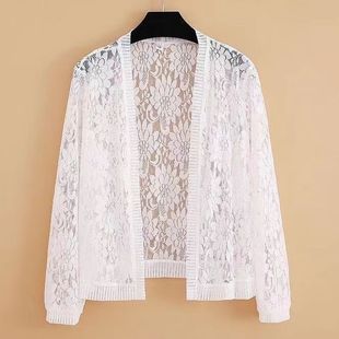 七分袖 外搭春夏防晒衣空调衫 小坎肩上衣 开衫 蕾丝披肩外套女装