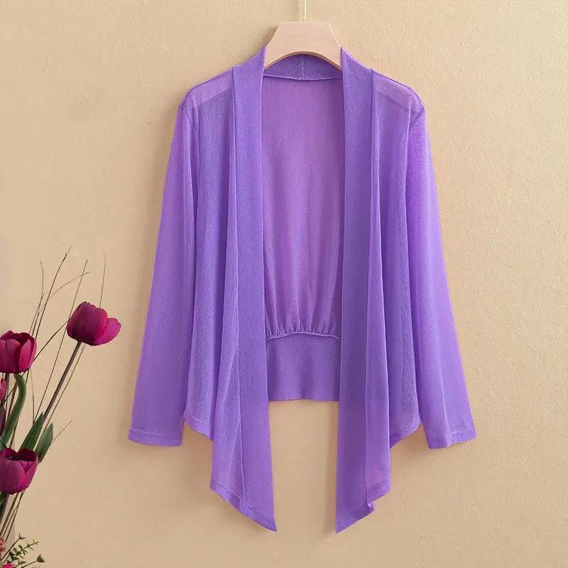 夏季新款披肩配旗袍裙子薄开衫外搭修身时尚款网纱防晒衣大码上衣