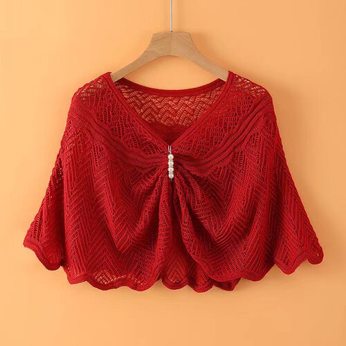 针织夏季冰丝披肩宽松上衣2025新款女热卖吊带裙罩衫镂空气质外搭