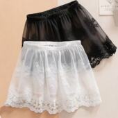白色蕾丝A字半身裙女高腰显瘦防走光叠穿打底短裙百搭屁帘高级感