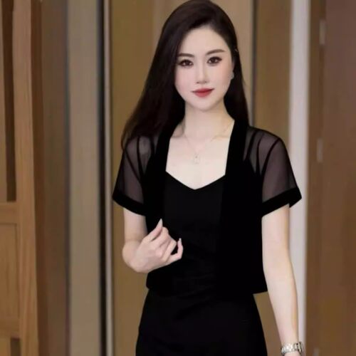 冰丝披肩短外套女2026夏季新款旗袍裙子外搭开衫百搭网纱纯色上衣