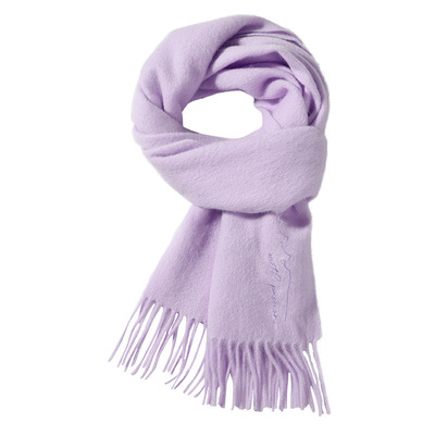 秋冬新款纯羊毛围巾女莫兰迪纯色百搭围脖大尺寸防寒时尚保暖披肩