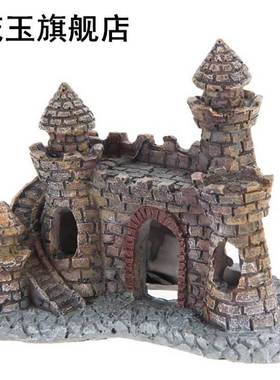 Gray Ruins Castle Aquarium Ornament Fish Tank Decoration Ret