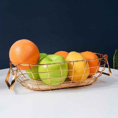 Nordic Style Fruit Basket Wire Decorated Metal Storage