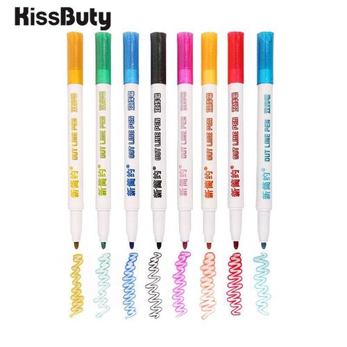 *8pcs/set Double Lines Contour Color Art Pens Markers Pen Ou