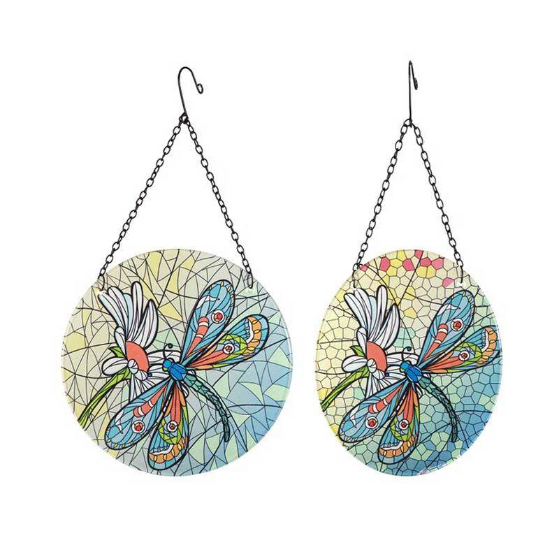 dragonfly glass hanging wall decoration for home and garden