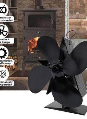 4-Blade Stove Fan Eco Friendly Heated Fireplace Fan For