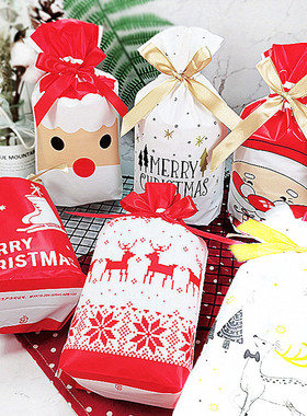 3/10Pcs Santa Gift Bag Candy Bag Snowflake Crisp Drawstring