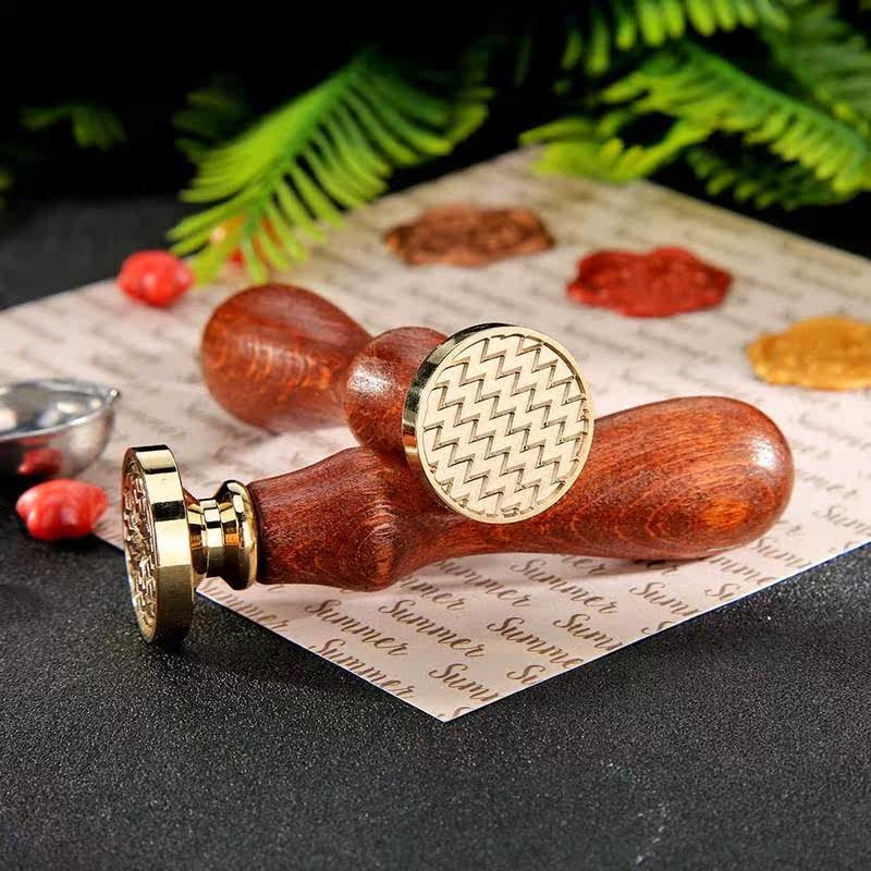 retro wax seal sealing wax stamp wood antique geometric patt