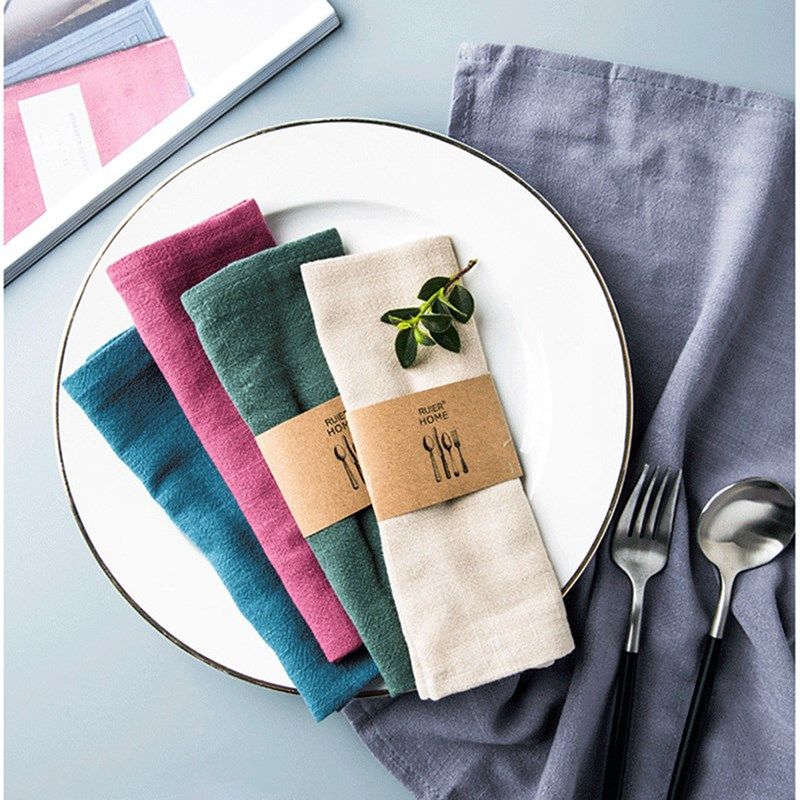 high-grade plain cotton linen napkins tea towels good water
