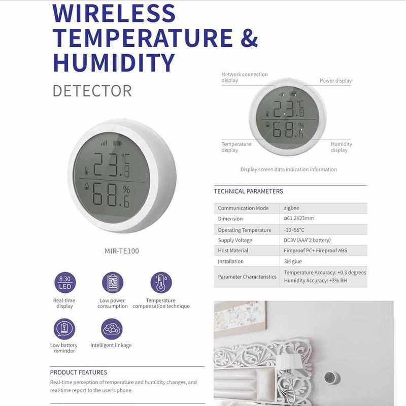 tuya zigbee smart home temperature and humidity sensor with
