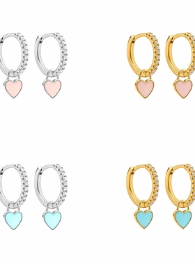 Aide Silver Color Hoop Earrings With Cute Candy Neon Color E