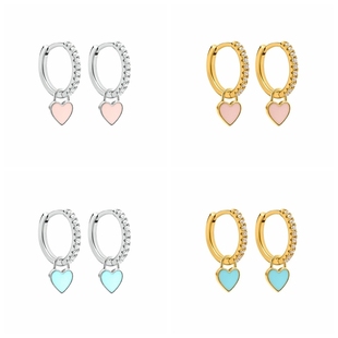 Aide Silver Color Hoop Earrings With Cute Candy Neon Color E