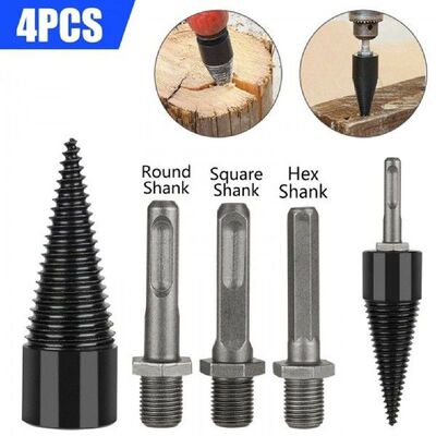 4pcs Split Wood Cone-drilling Tool Firewood Machine Drill