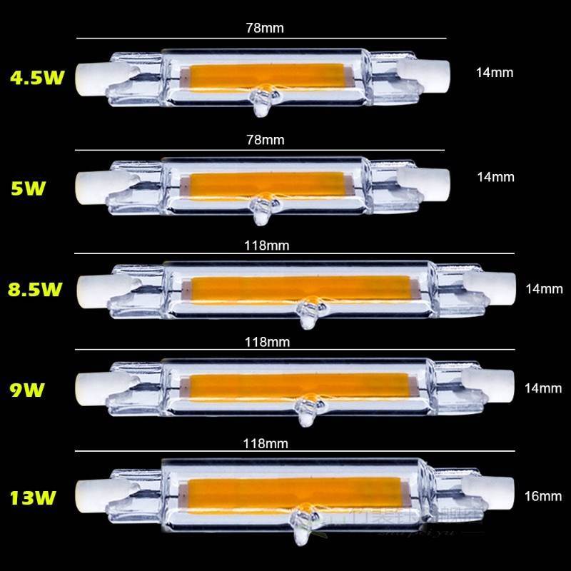 R7S COB LED Lamp Bulb Glass Tube for Replace Halogen Light S