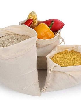 3Pcs Cotton Bunch Mouth Bread Bag With Drawstring Reusable