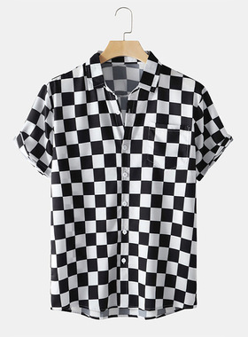 Printed shirt loose plus size men's cardigan