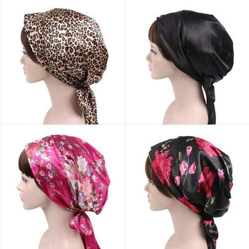 Wo Silk Shower Cap Night Sleep Cap Hair Bonnet Hat Head Cove