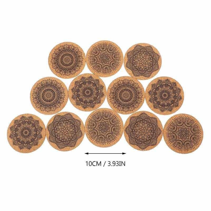 1 set creative nordic mandala design round shape wooden coas